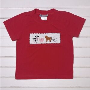 LITTLE BRITCHES BOUTIQUE EUC Smocked Farm Animals Short Sleeve Shirt